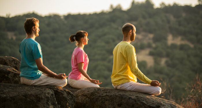 Three Yogis Meditating on top of Siva Hill